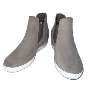 Sorel OUT N ABOUT™ Slip-On Wedge Bootie, Chrome Grey Suede,‎ Women's 7.5, NWT